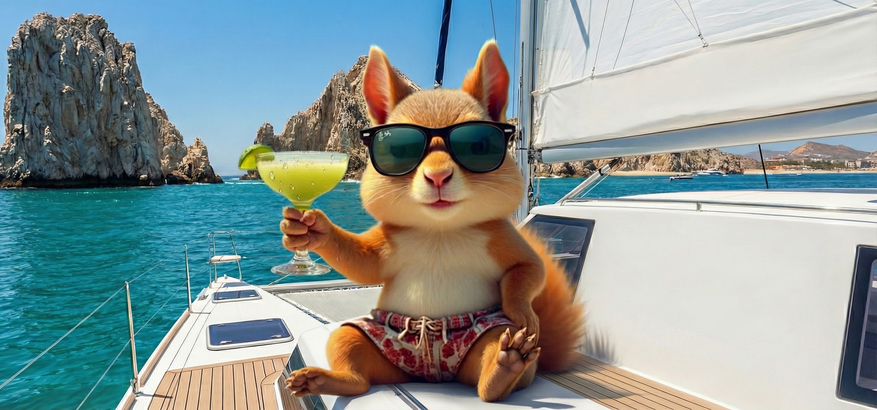 Catamaran sailing near El Arco in Cabo San Lucas